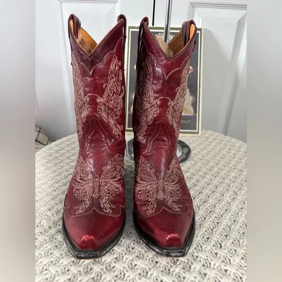 Old Gringo Red Leather Butterfly Boots - Picture 2 of 11